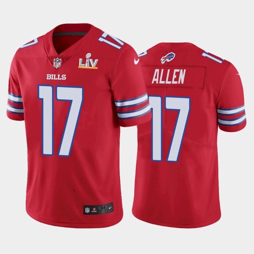 Men's Buffalo Bills #17 Josh Allen Red NFL 2021 Super Bowl LV Stitched Jersey Men's Buffalo Bills #17 Josh Allen Red NFL 2021 Super Bowl LV Stitched Jersey